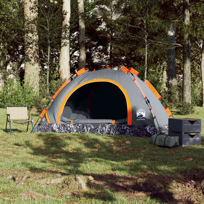 vidaXL Camping Tent 3-Person Grey and Orange Quick Release