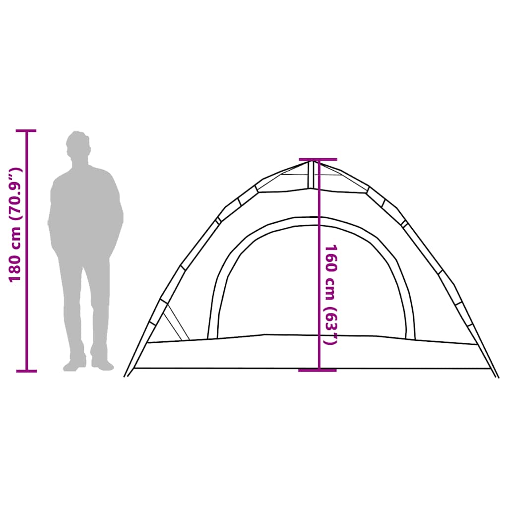 vidaXL Camping Tent 4-Person Green Quick Release