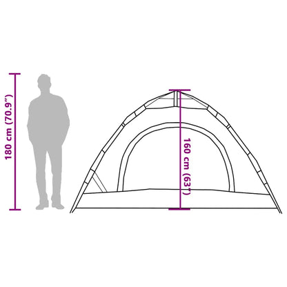 vidaXL Camping Tent 4-Person Grey and Orange Quick Release