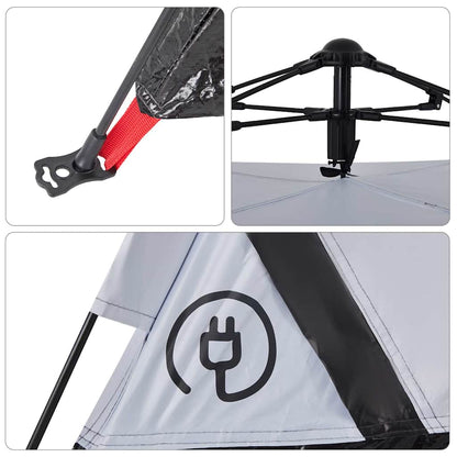 vidaXL Camping Tent 4-Person White Blackout Fabric Quick Release