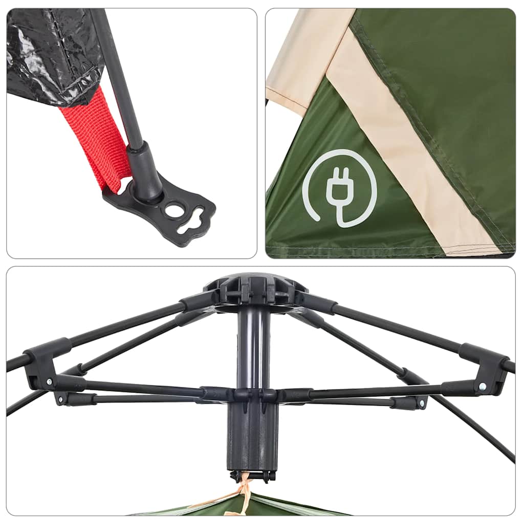 vidaXL Camping Tent 5-Person Green Quick Release