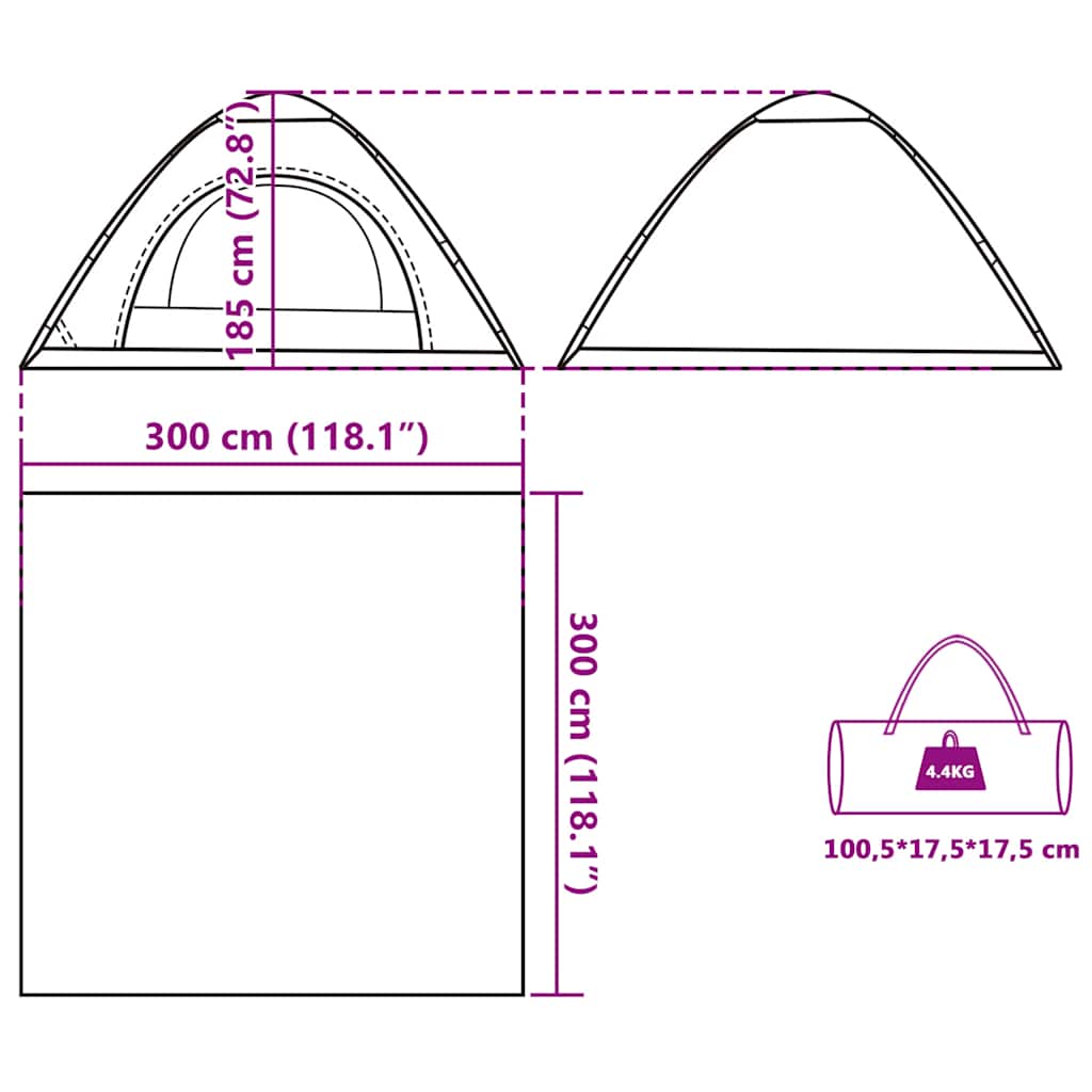 vidaXL Camping Tent 5-Person Green Quick Release