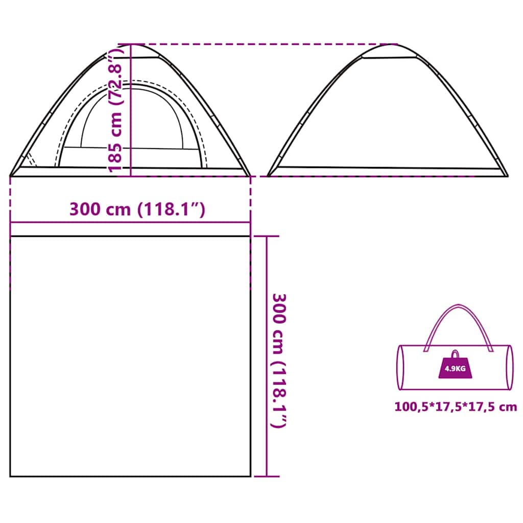 vidaXL Camping Tent 5-Person White Blackout Fabric Quick Release