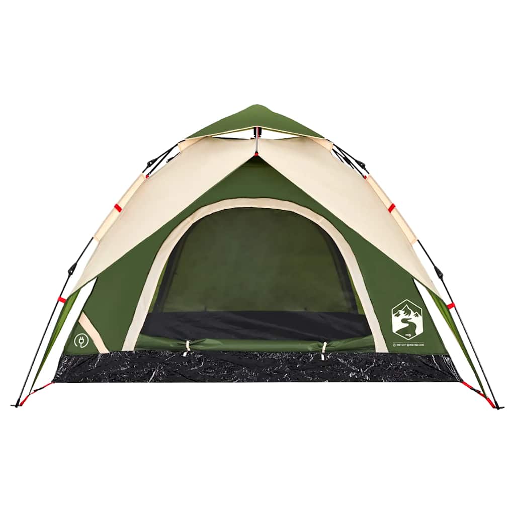 vidaXL Camping Tent Dome 3-Person Green Quick Release