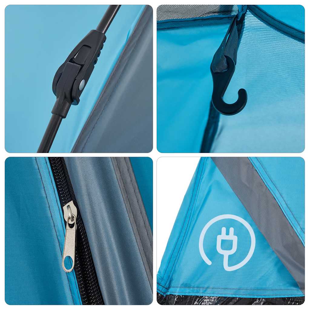 vidaXL Camping Tent Dome 3-Person Blue Quick Release