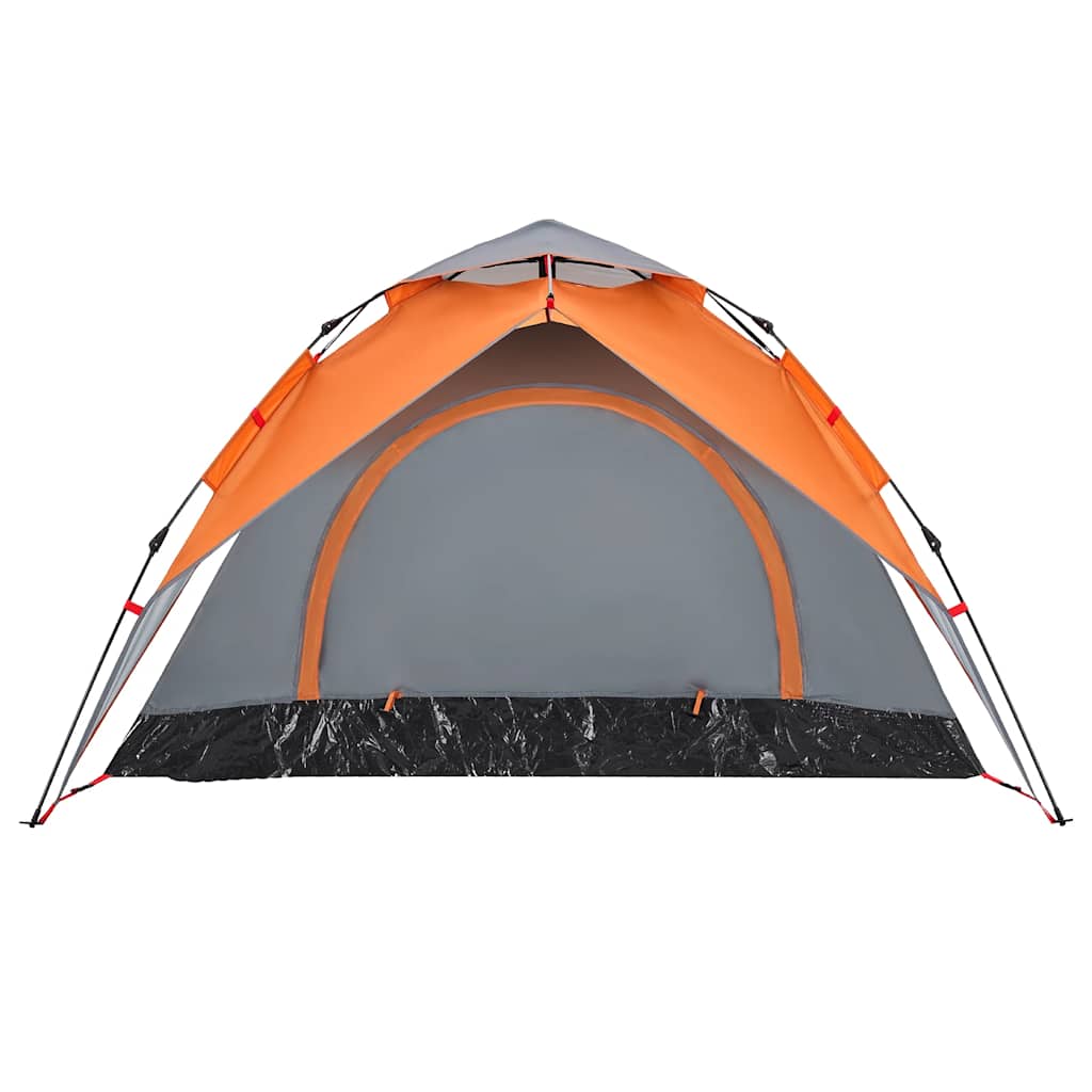 vidaXL Camping Tent Dome 3-Person Grey and Orange Quick Release