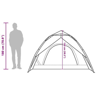 vidaXL Camping Tent Dome 3-Person White Blackout Fabric Quick Release