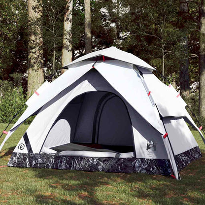 vidaXL Camping Tent Dome 3-Person White Blackout Fabric Quick Release