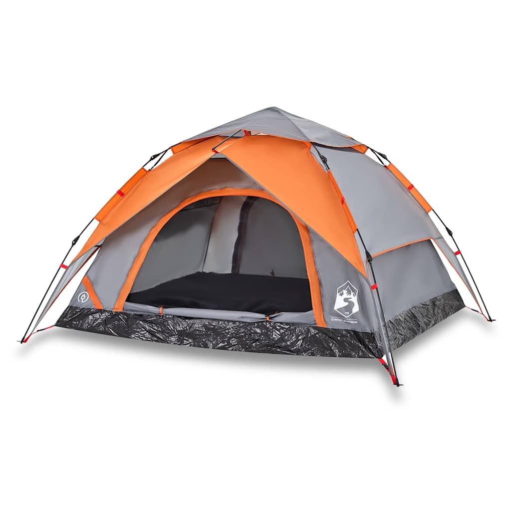 vidaXL Camping Tent Dome 4-Person Grey and Orange Quick Release - 36282