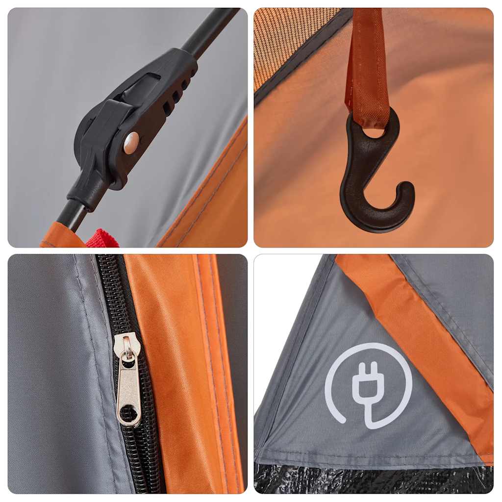 vidaXL Camping Tent Dome 4-Person Grey and Orange Quick Release - 36282