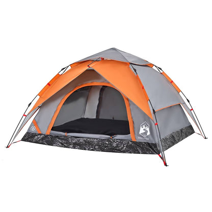 vidaXL Camping Tent Dome 4-Person Grey and Orange Quick Release - 36282