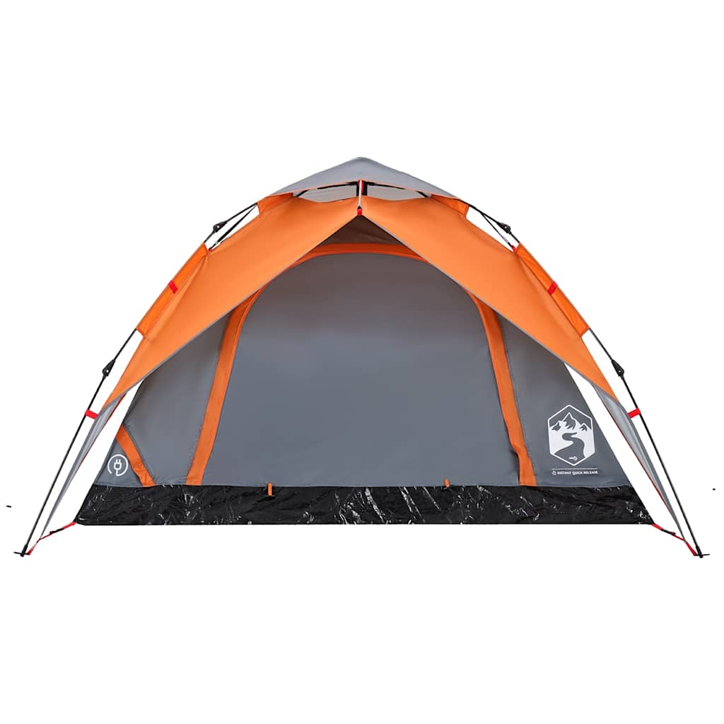 vidaXL Camping Tent Dome 4-Person Grey and Orange Quick Release - 36282