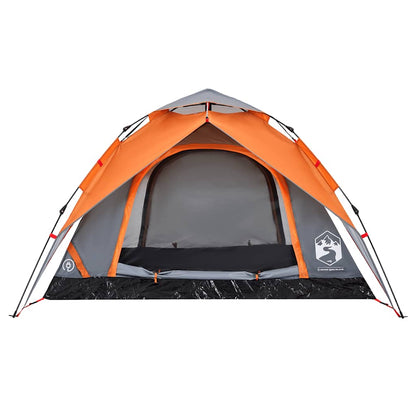 vidaXL Camping Tent Dome 4-Person Grey and Orange Quick Release - 36282