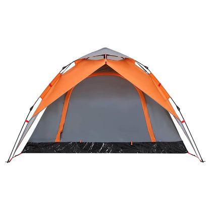 vidaXL Camping Tent Dome 4-Person Grey and Orange Quick Release - 36282