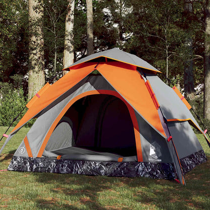 vidaXL Camping Tent Dome 4-Person Grey and Orange Quick Release - 36282