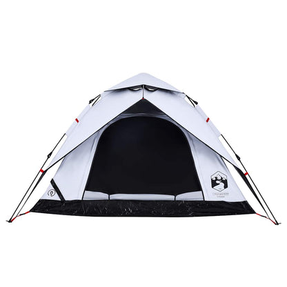 vidaXL Camping Tent Dome 4-Person White Blackout Fabric Quick Release