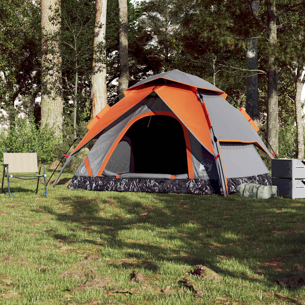 vidaXL Camping Tent Dome 5-Person Grey and Orange Quick Release - 36302