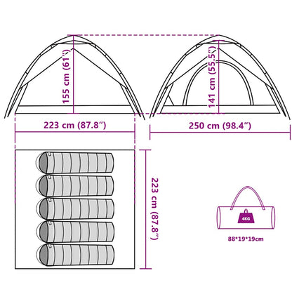 vidaXL Camping Tent Dome 5-Person Grey and Orange Quick Release - 36302