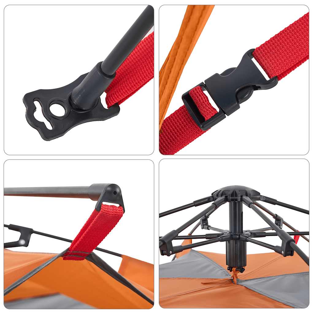 vidaXL Camping Tent Dome 5-Person Grey and Orange Quick Release - 36302