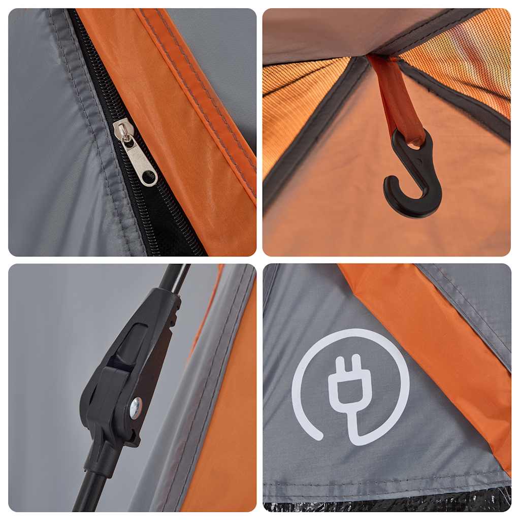 vidaXL Camping Tent Dome 5-Person Grey and Orange Quick Release - 36302