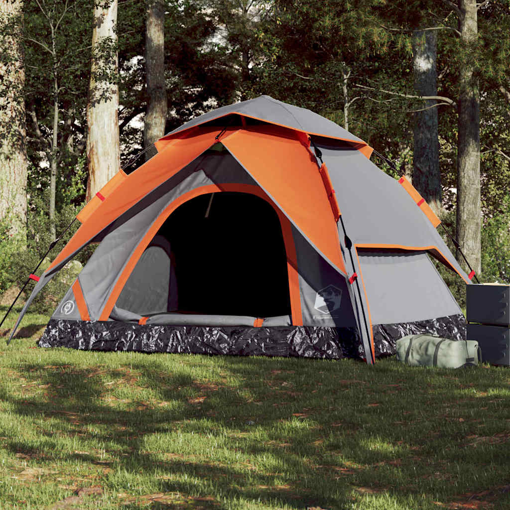 vidaXL Camping Tent Dome 5-Person Grey and Orange Quick Release - 36302