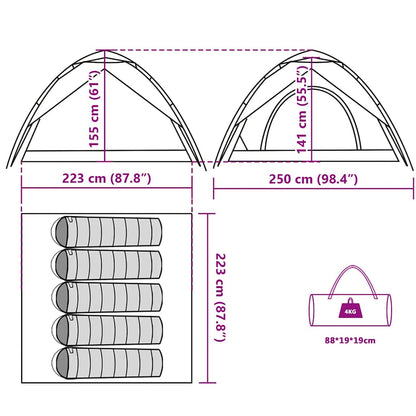 vidaXL Camping Tent Dome 5-Person White Blackout Fabric Quick Release