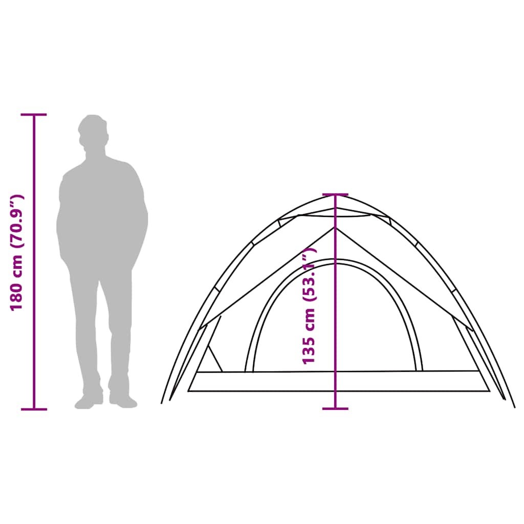 vidaXL Camping Tent Dome 3-Person Green Quick Release - 36330