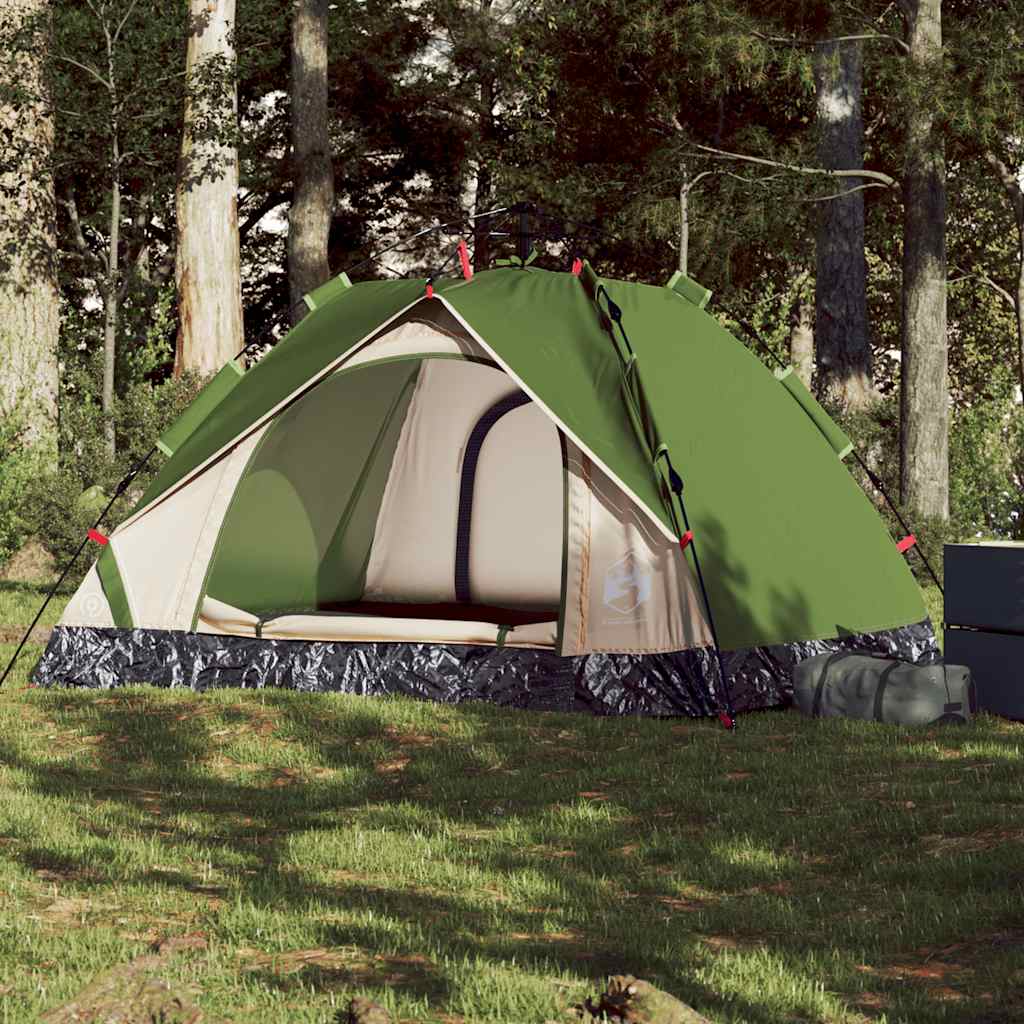 vidaXL Camping Tent Dome 3-Person Green Quick Release - 36330