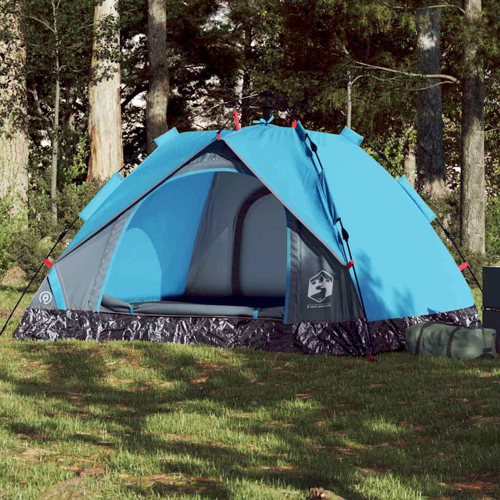 vidaXL Camping Tent Dome 3-Person Blue Quick Release - 36334