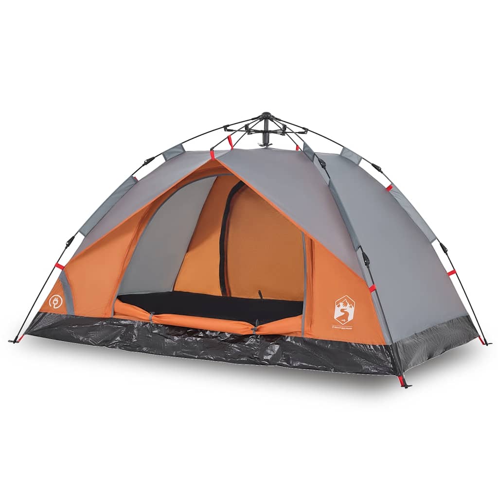 vidaXL Camping Tent Dome 3-Person Grey and Orange Quick Release - 36339