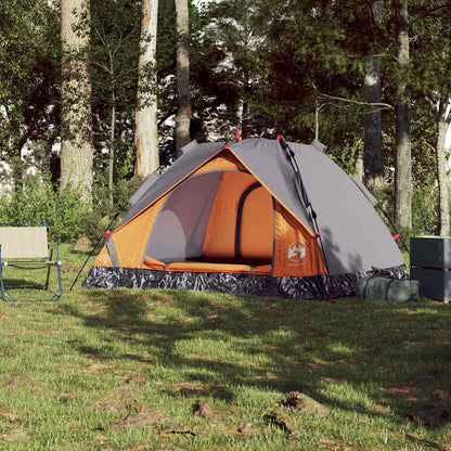 vidaXL Camping Tent Dome 3-Person Grey and Orange Quick Release - 36339
