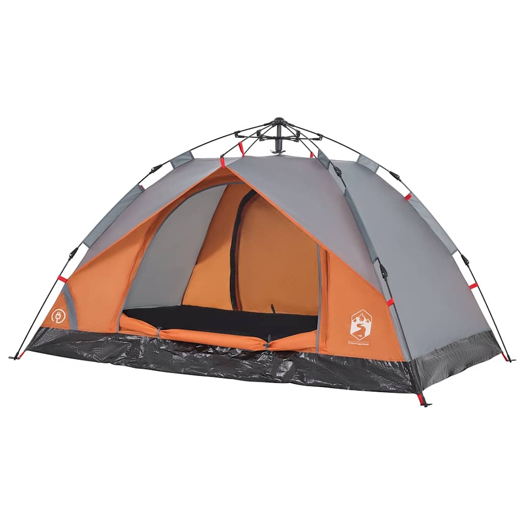 vidaXL Camping Tent Dome 3-Person Grey and Orange Quick Release - 36339