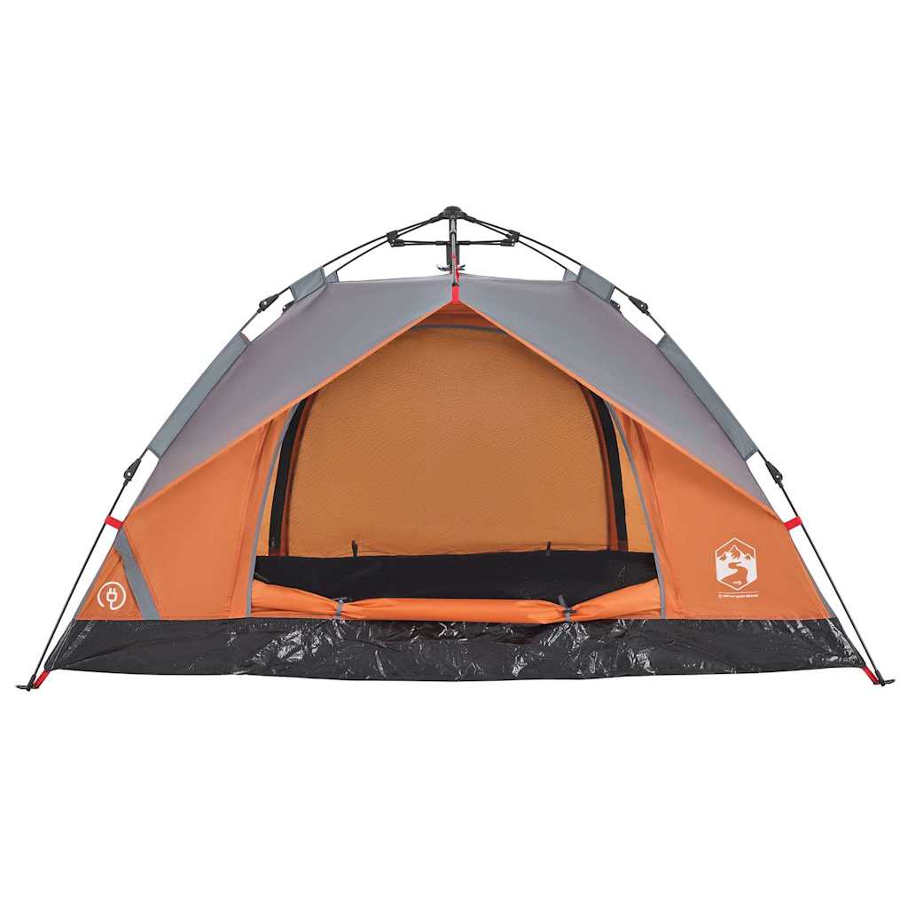 vidaXL Camping Tent Dome 3-Person Grey and Orange Quick Release - 36339