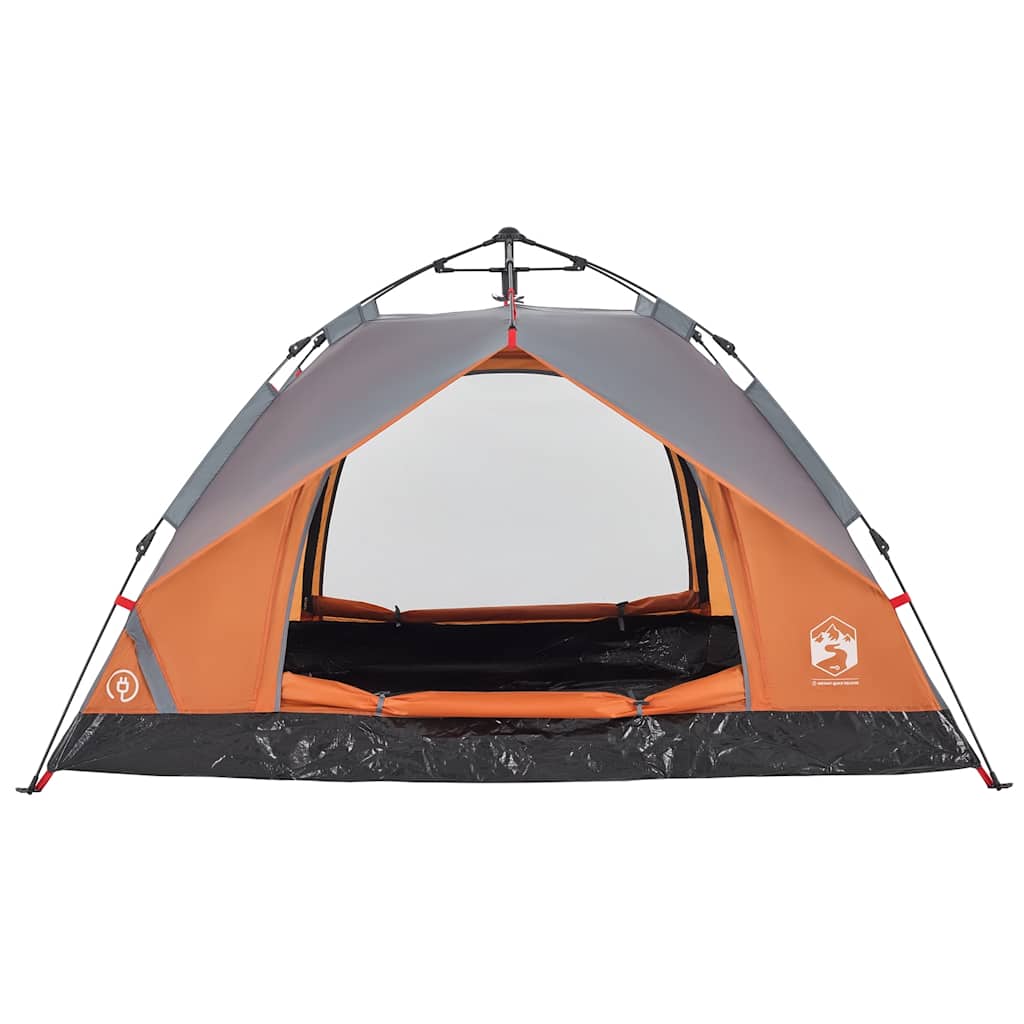 vidaXL Camping Tent Dome 3-Person Grey and Orange Quick Release - 36339