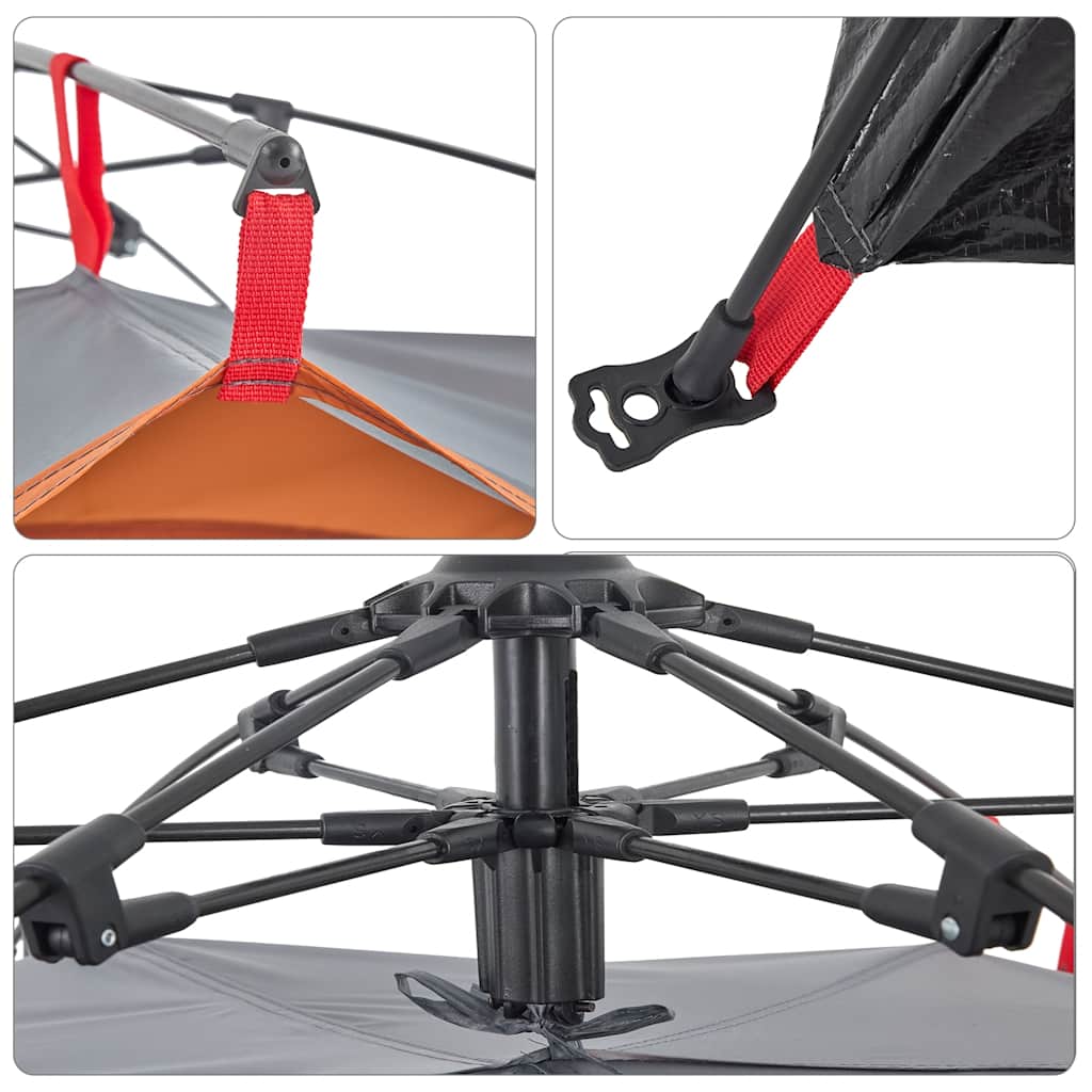 vidaXL Camping Tent Dome 3-Person Grey and Orange Quick Release - 36339
