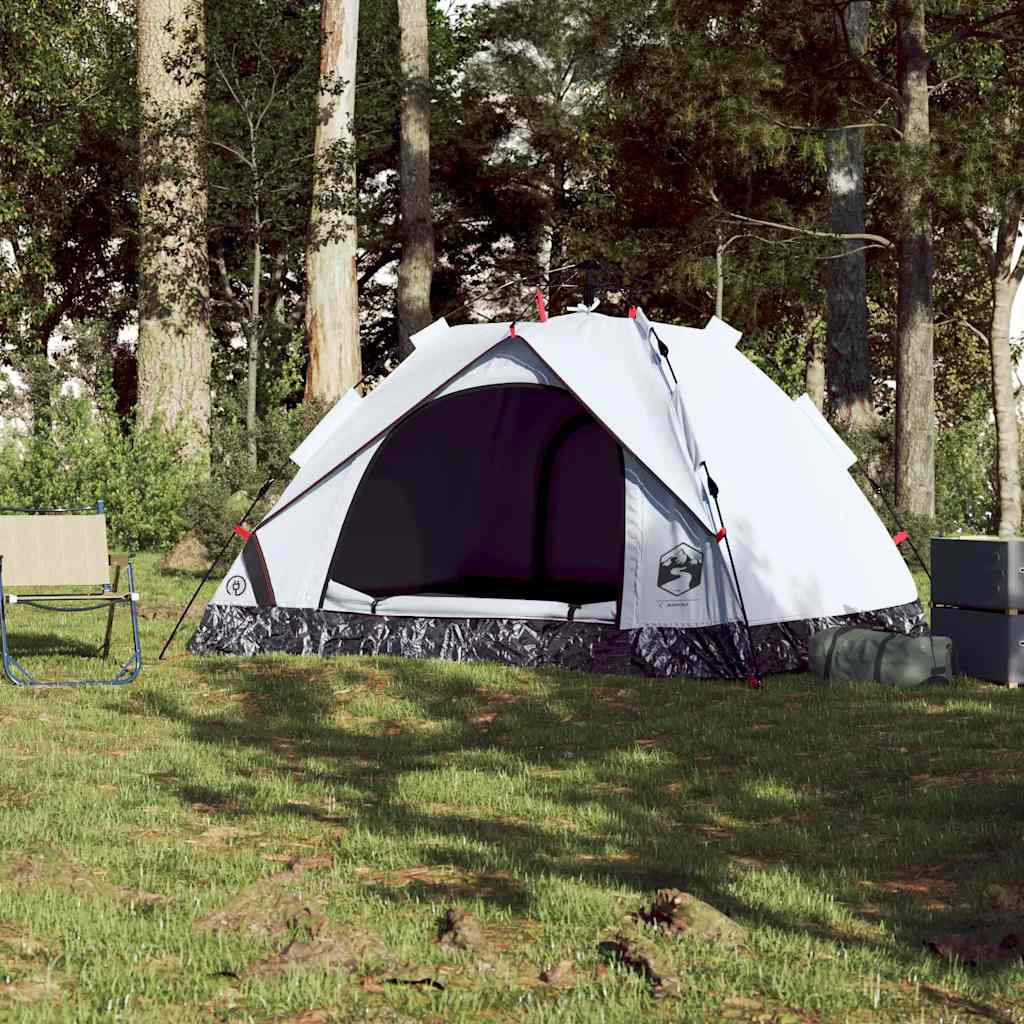 vidaXL Camping Tent Dome 3-Person White Blackout Fabric Quick Release - 36340
