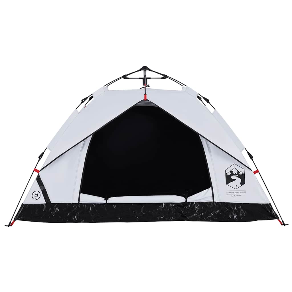 vidaXL Camping Tent Dome 3-Person White Blackout Fabric Quick Release - 36340