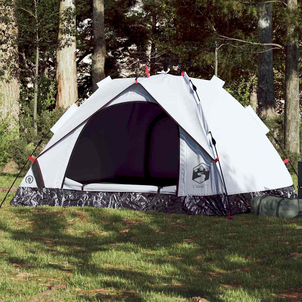 vidaXL Camping Tent Dome 3-Person White Blackout Fabric Quick Release - 36340