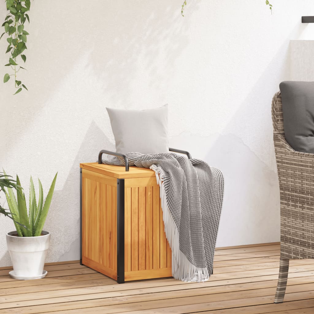 vidaXL Outdoor Cushion Box 45x45x45/53 cm Solid Wood Acacia and Steel - Brown