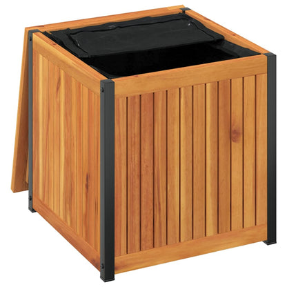 vidaXL Outdoor Cushion Box 45x45x45/53 cm Solid Wood Acacia and Steel - Brown