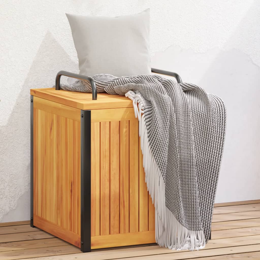 vidaXL Outdoor Cushion Box 45x45x45/53 cm Solid Wood Acacia and Steel - Brown
