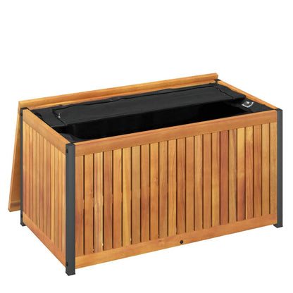 vidaXL Outdoor Cushion Box 85x45x45/53 cm Solid Wood Acacia and Steel - Brown