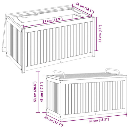 vidaXL Outdoor Cushion Box 85x45x45/53 cm Solid Wood Acacia and Steel - Brown