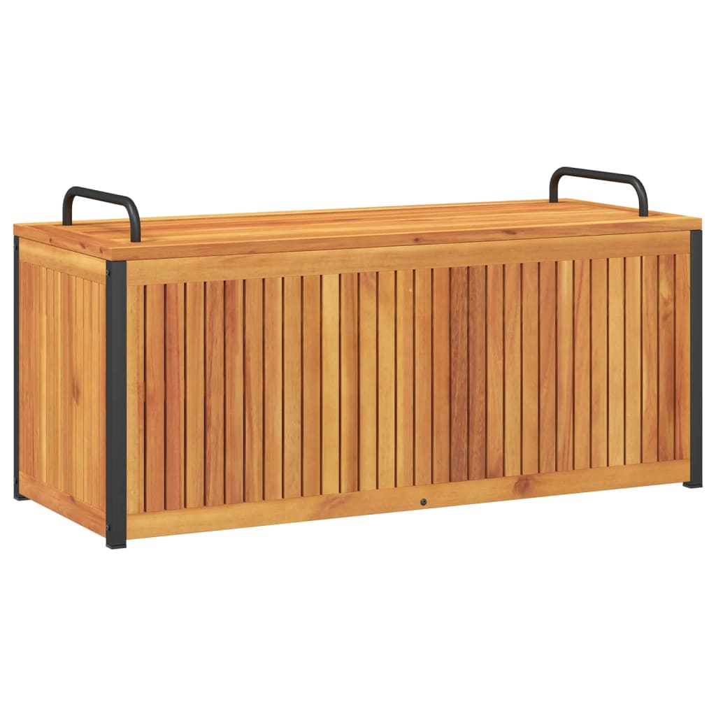 vidaXL Outdoor Cushion Box 110x45x42/53 cm Solid Wood Acacia and Steel - Brown