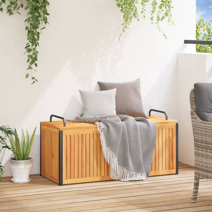 vidaXL Outdoor Cushion Box 110x45x42/53 cm Solid Wood Acacia and Steel - Brown