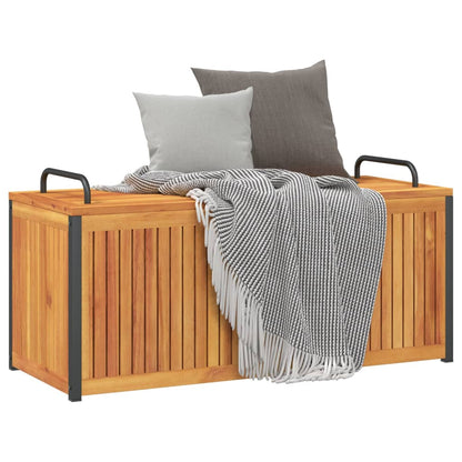 vidaXL Outdoor Cushion Box 110x45x42/53 cm Solid Wood Acacia and Steel - Brown