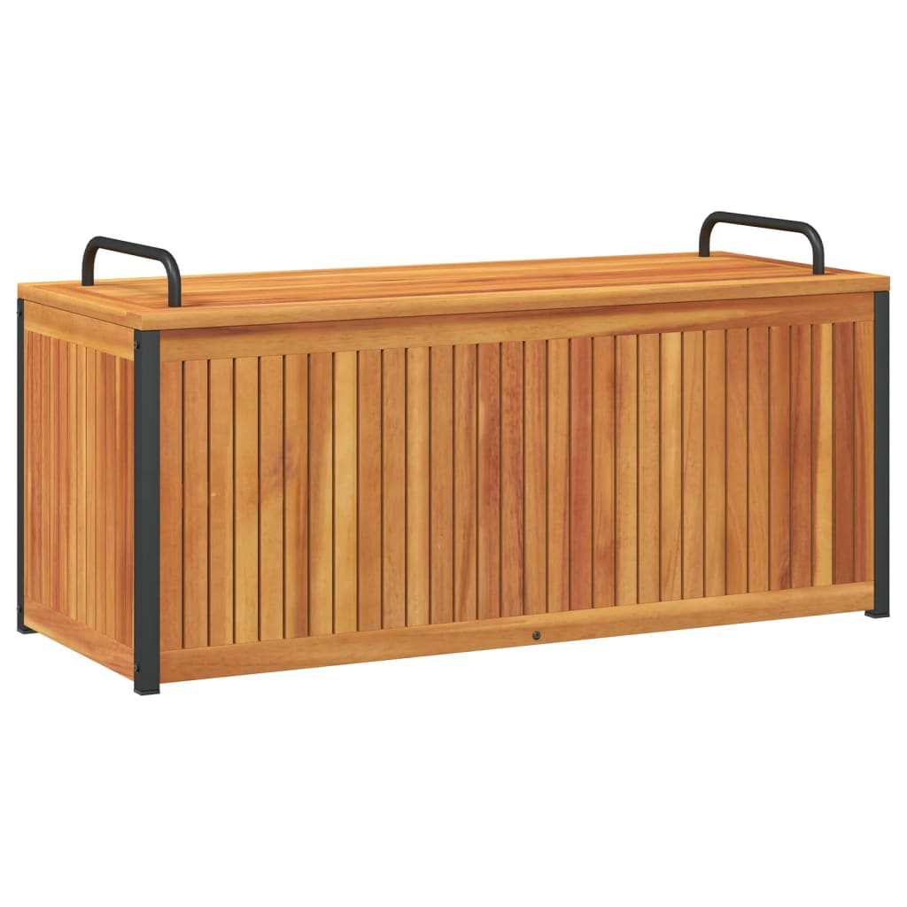 vidaXL Outdoor Cushion Box 110x45x42/53 cm Solid Wood Acacia and Steel - Brown