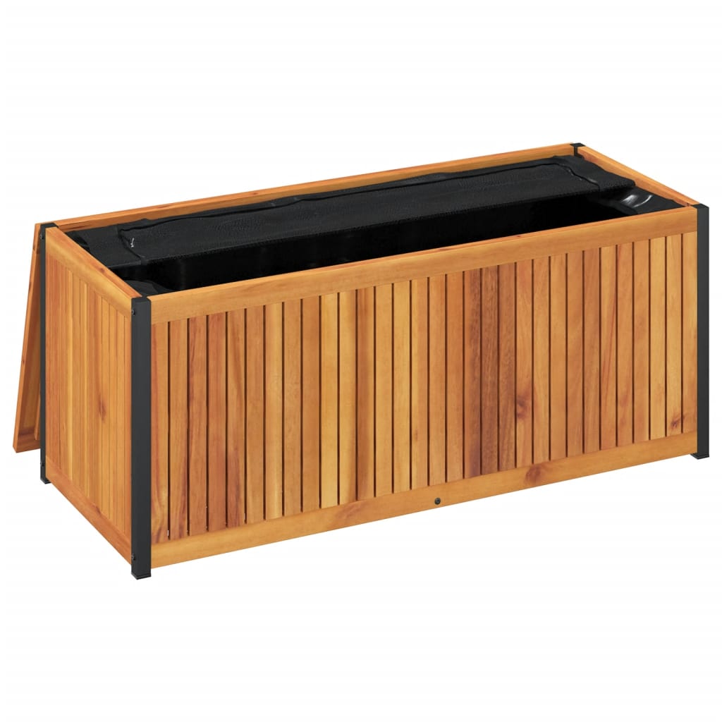 vidaXL Outdoor Cushion Box 110x45x42/53 cm Solid Wood Acacia and Steel - Brown