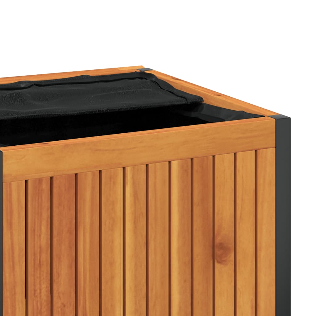 vidaXL Outdoor Cushion Box 110x45x42/53 cm Solid Wood Acacia and Steel - Brown