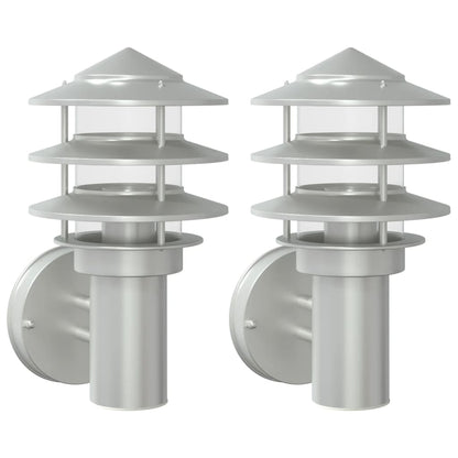vidaXL Outdoor Wall Lights 2pcs Silver Stainless Steel - 11538